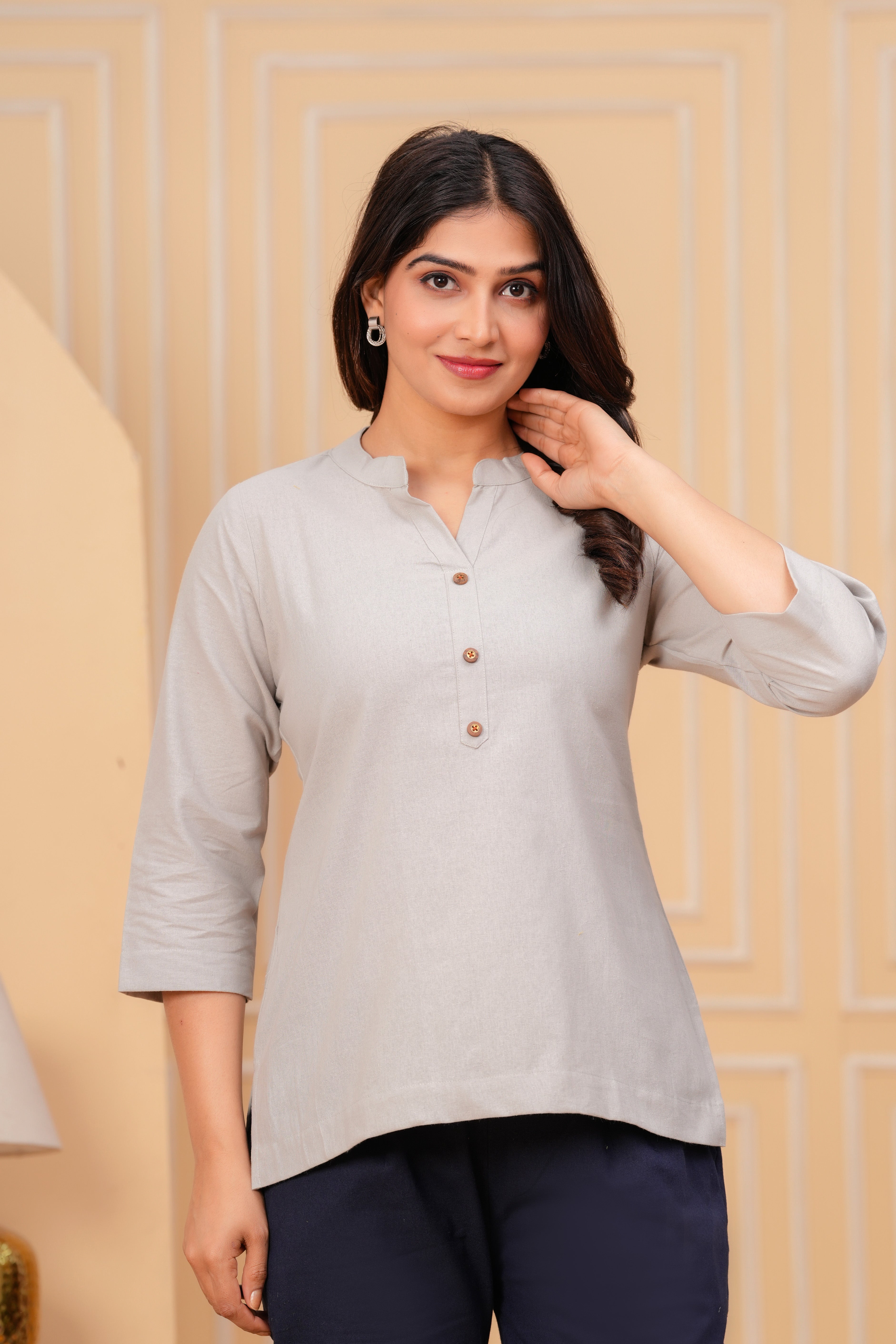 Linen Solid Short Kurta